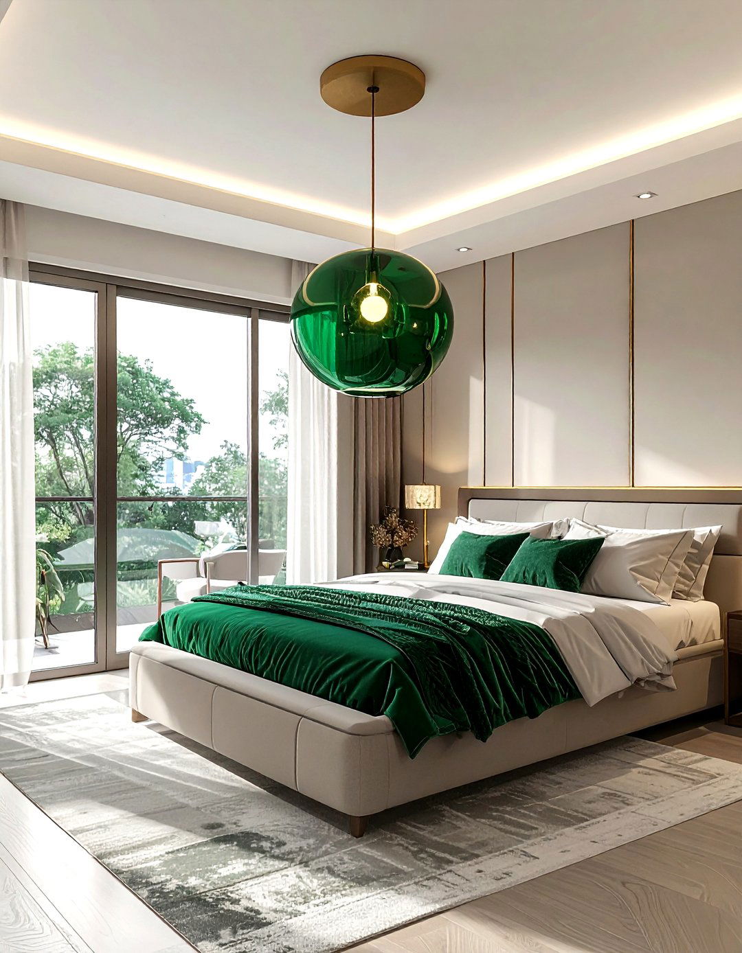 Colored Glass Globe - 30 bedroom pendant lighting ideas