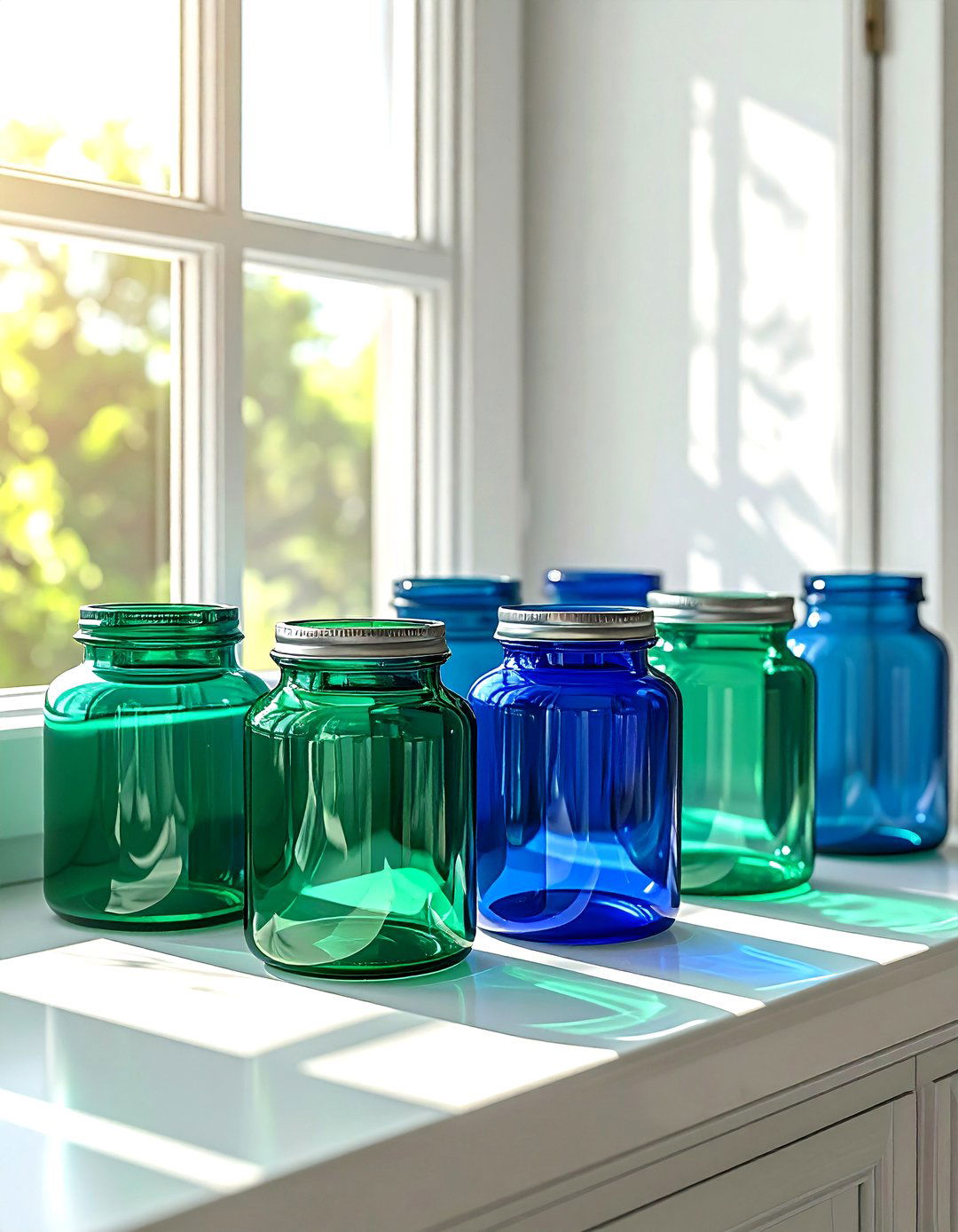 Colored Glass Kitchen Jars - 30 kitchen jar ideas