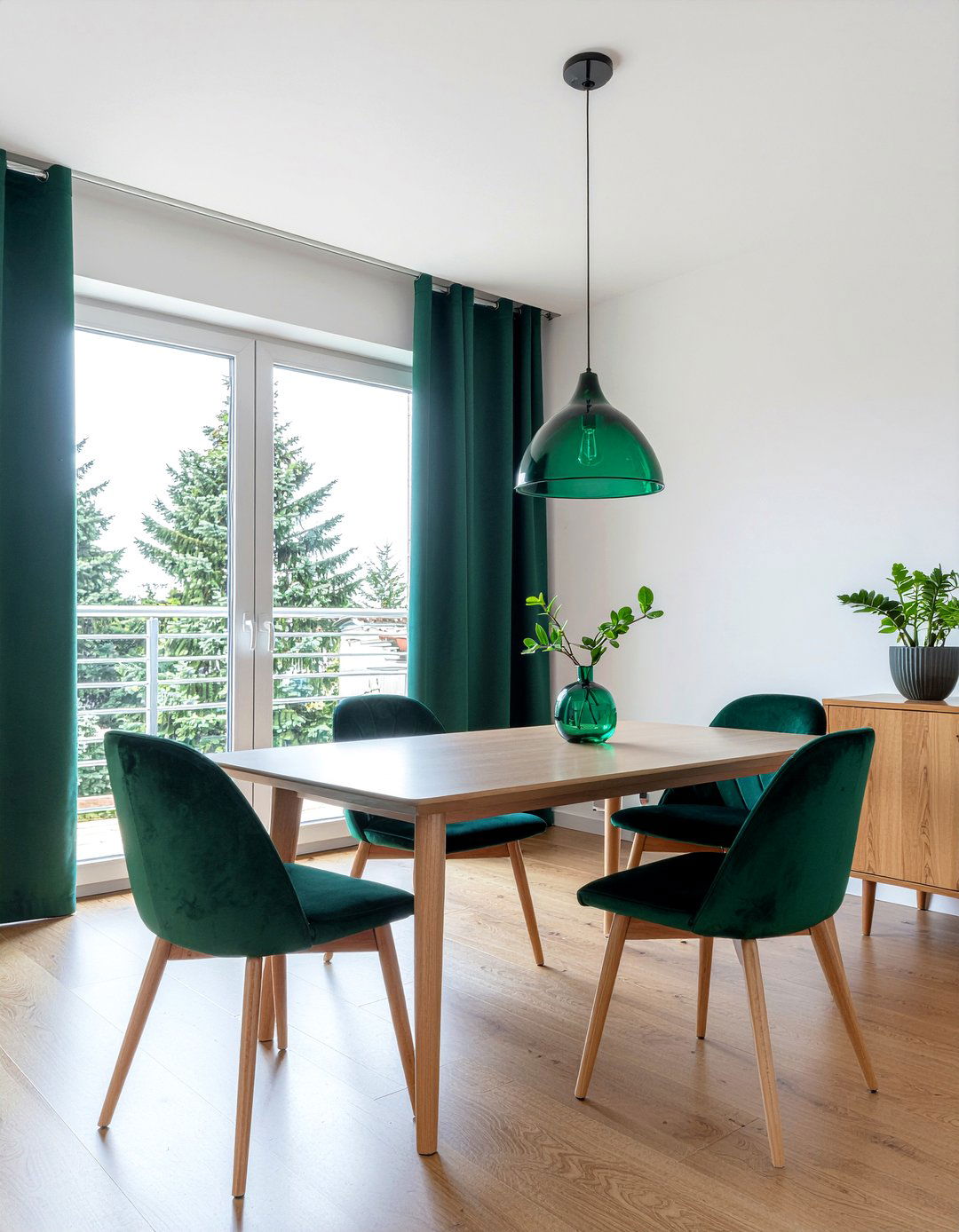 Colored Glass Pendant - 30 dining room lighting ideas