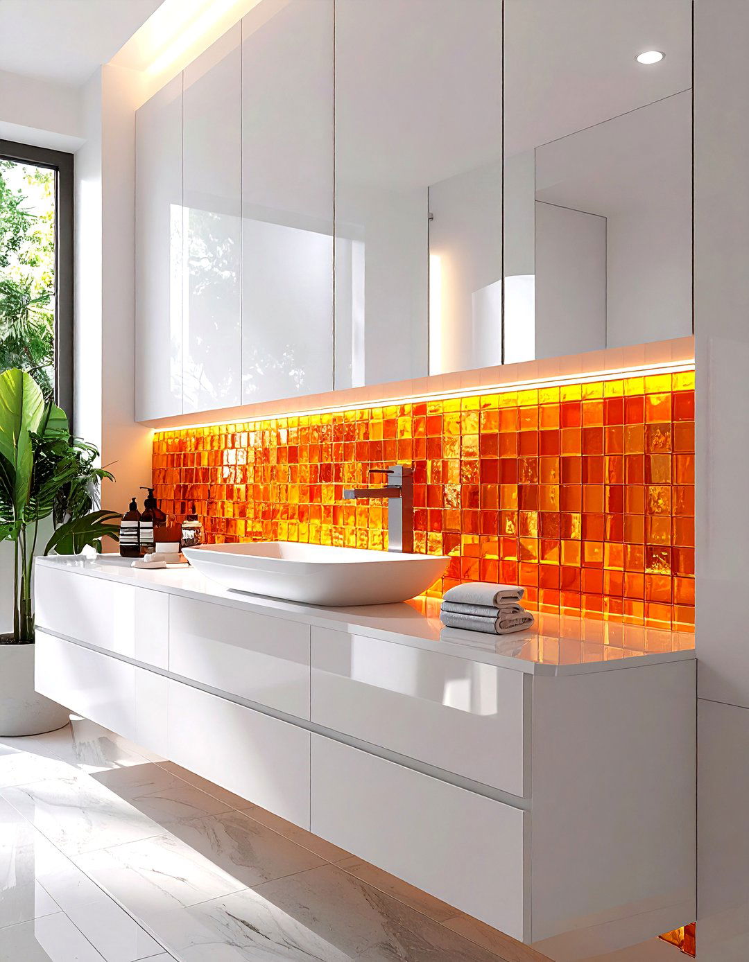 Colored Glass Tile - 30 bathroom backsplash ideas