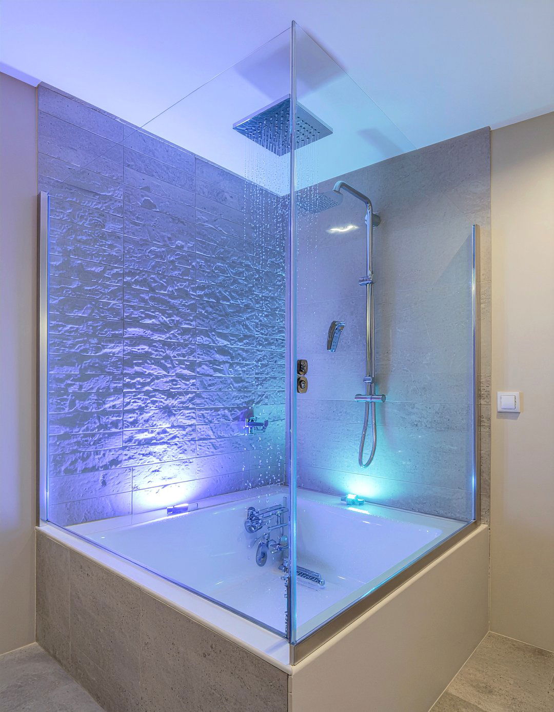 Colored LED shower head - 30 bathroom accent lighting ideas
