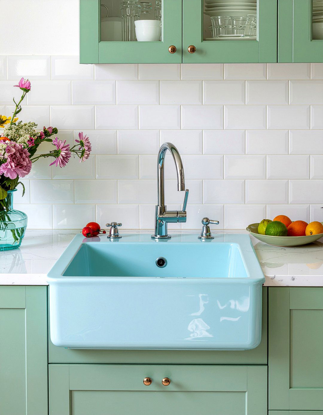 Colored Porcelain Single Bowl Sink - 30 single bowl sink kitchen ideas