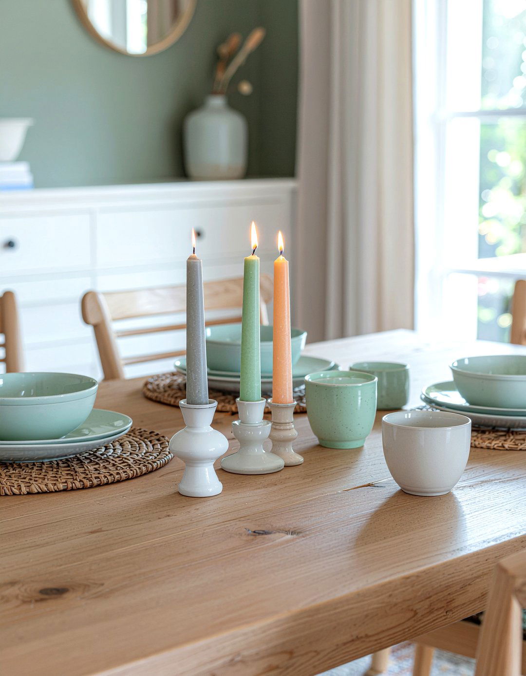 Colored Taper Candle - 30 candle centerpiece dining ideas