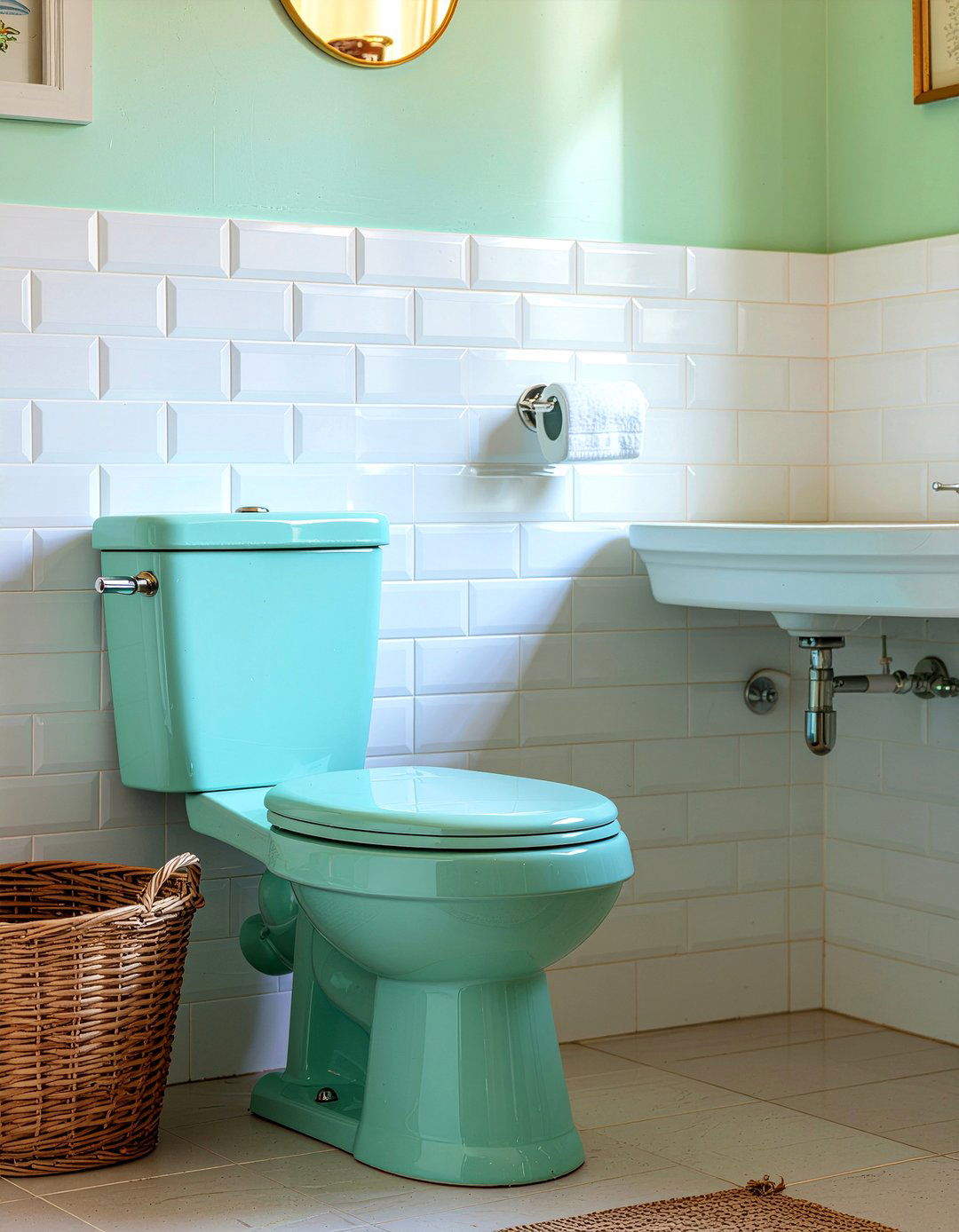 Colored Toilet And Sink - 30 retro bathroom ideas
