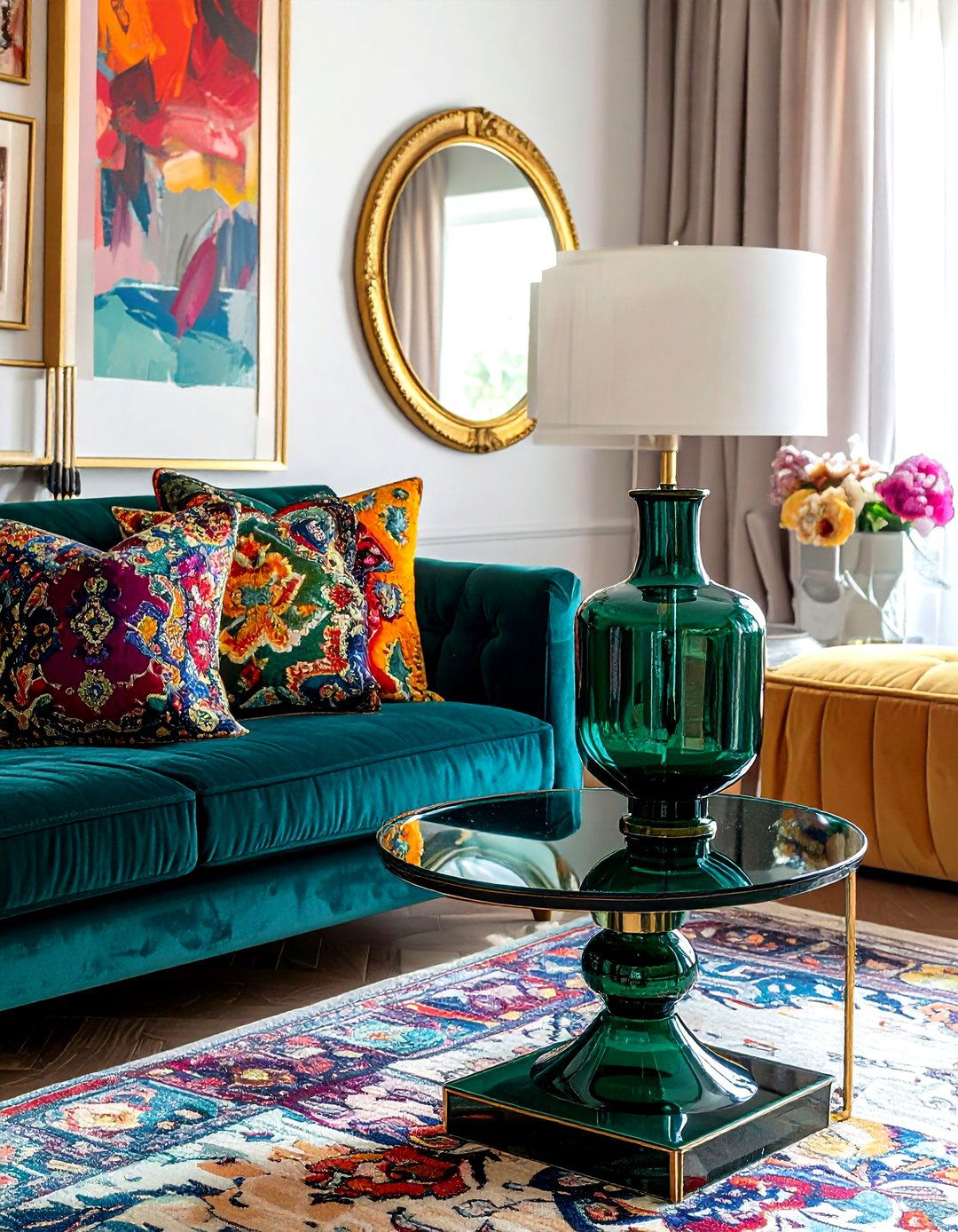 Colored glass table lamp - 30 decorative lamp ideas