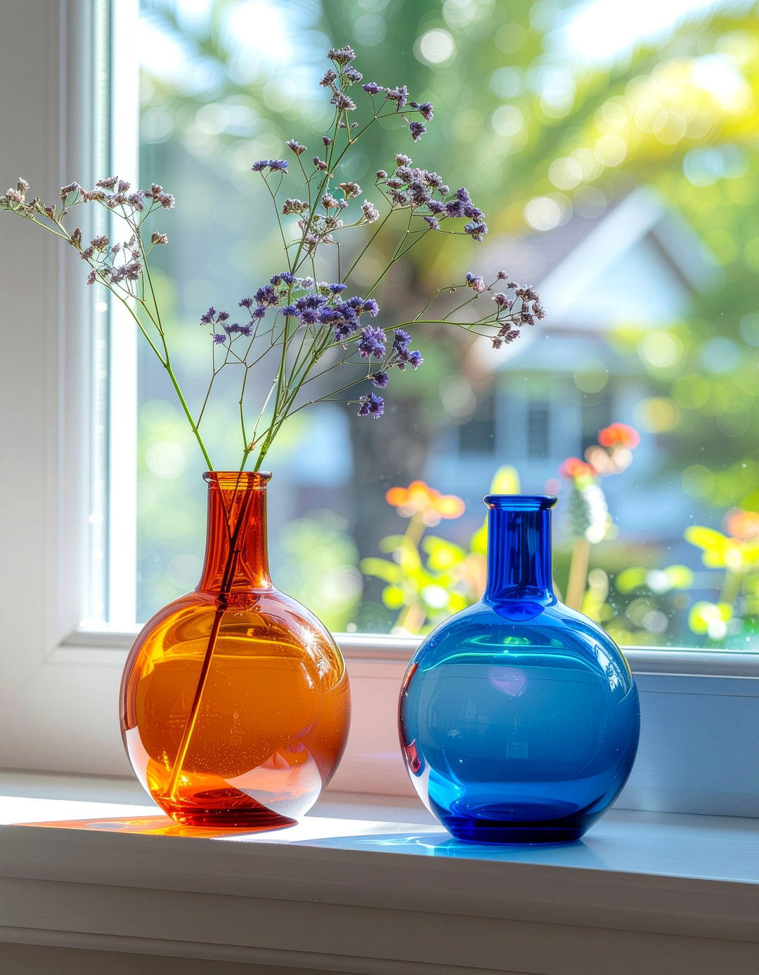 Colored glass vase - 30 thrifted living room ideas