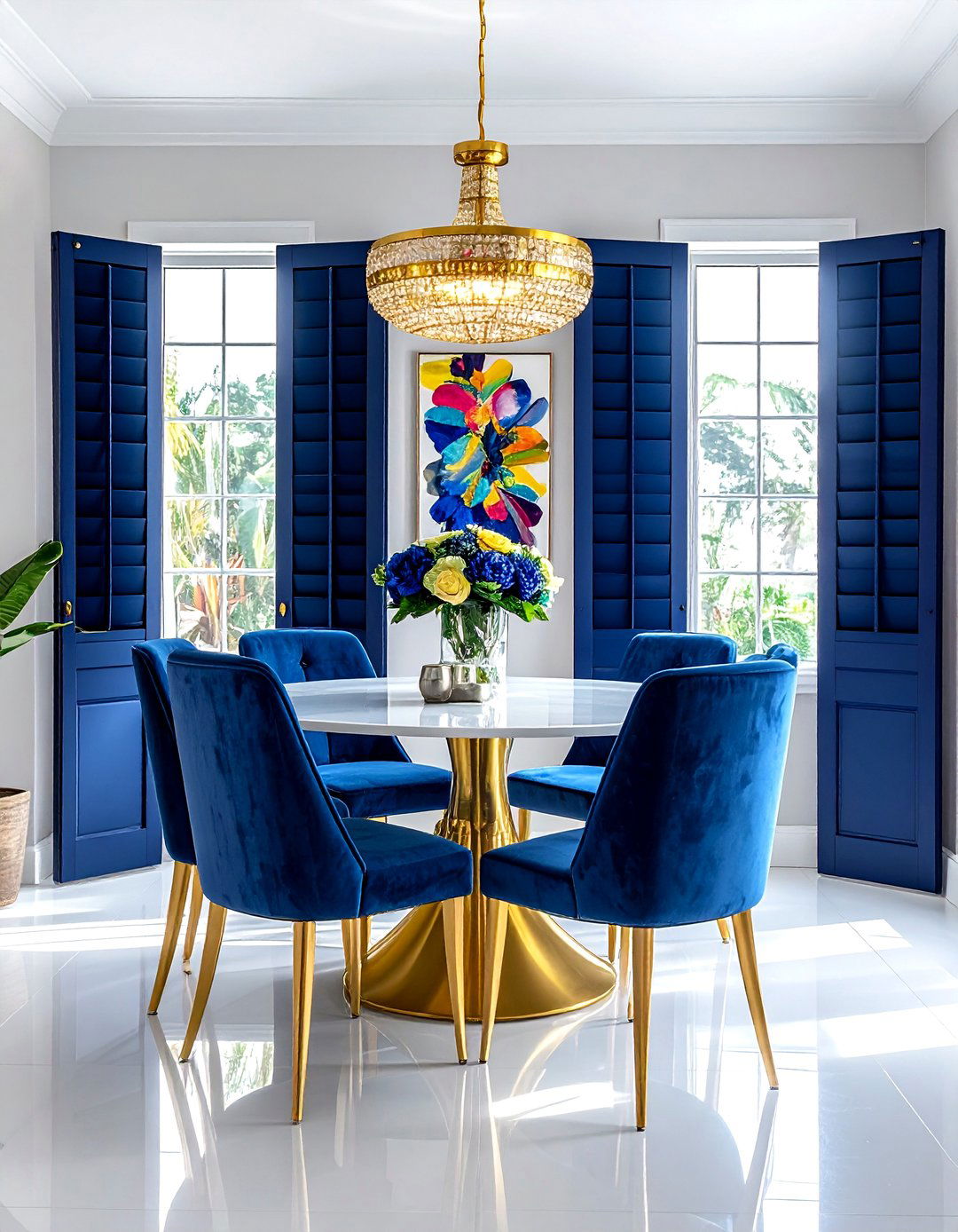 Colored shutters for dining room - 30 dining room shutter ideas