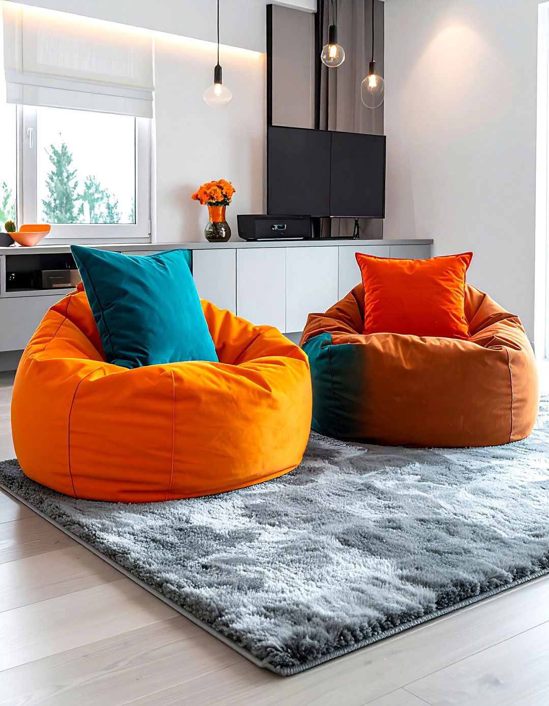 Colorful Bean Bag Seating - 30 kids room decor ideas