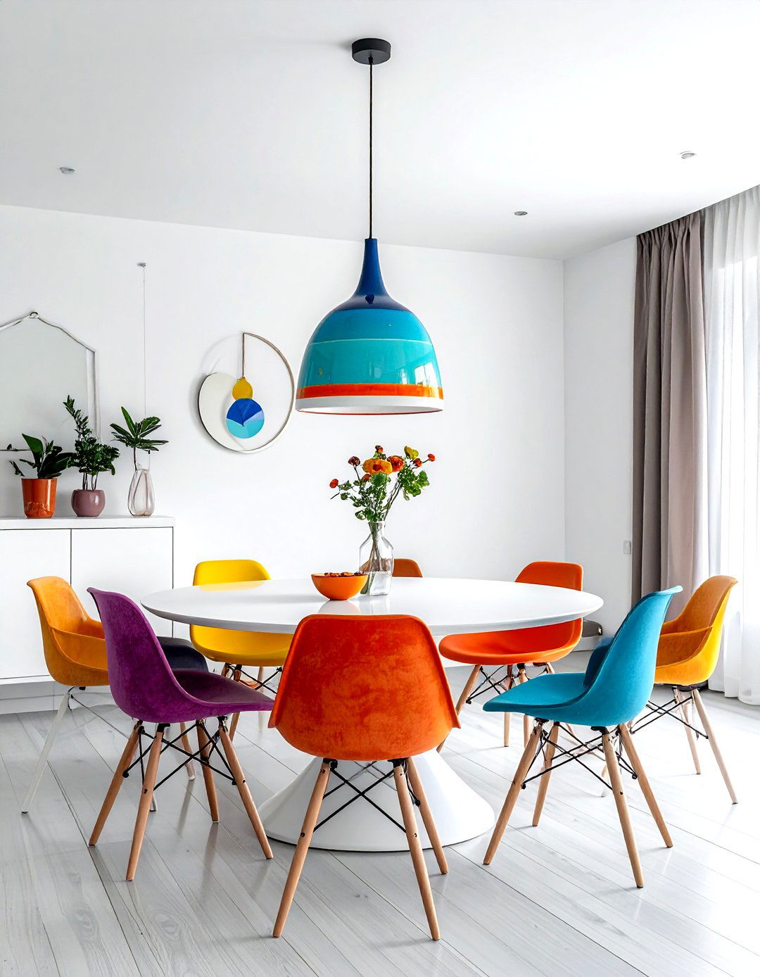 Colorful Ceramic Pendant - 30 low hanging pendant dining room ideas