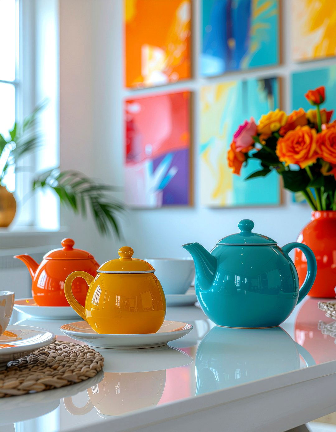 Colorful Ceramic Teaware - 30 dining room tea service ideas