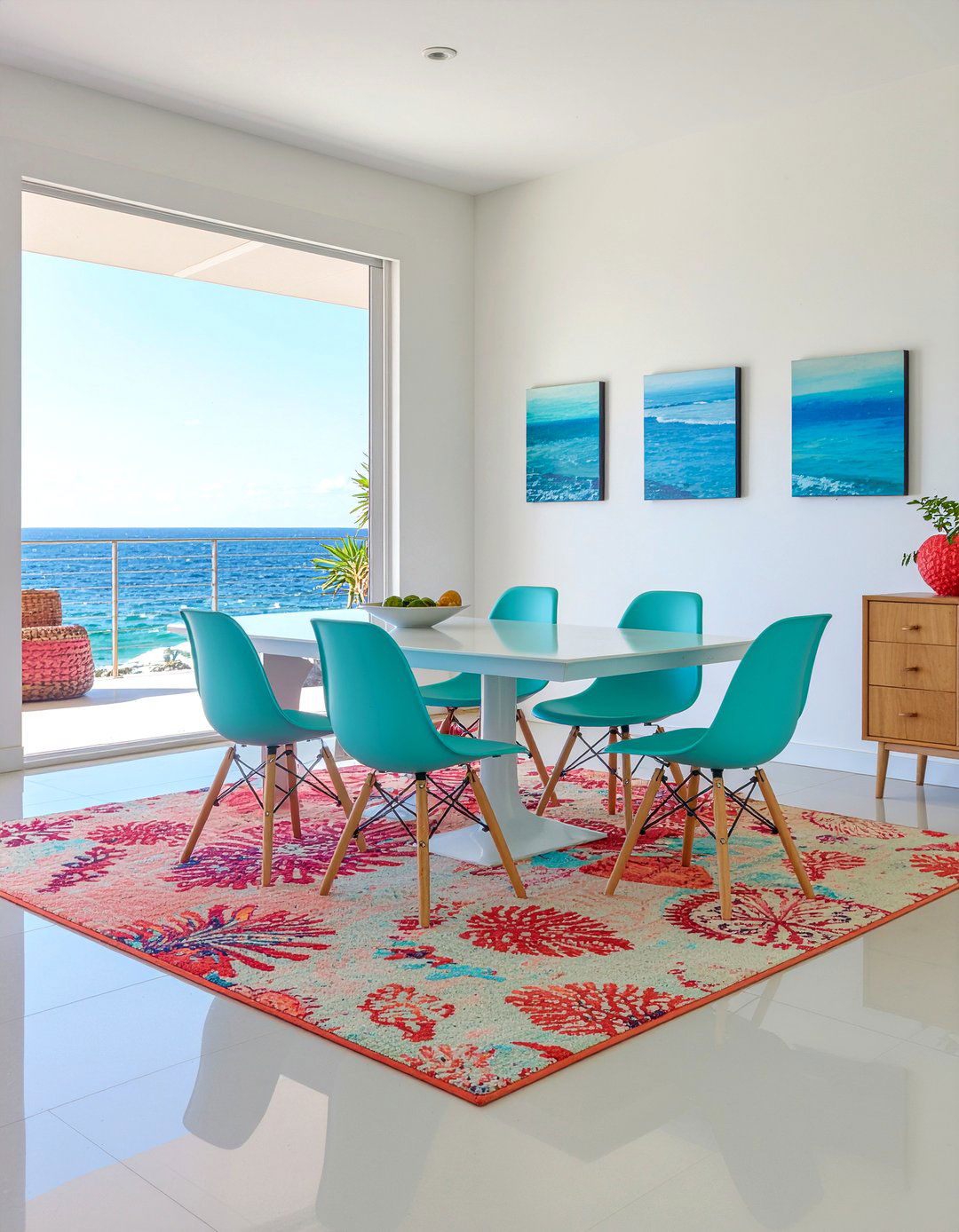 Colorful Coastal Dining Room Furniture - 30 beach house dining room ideas