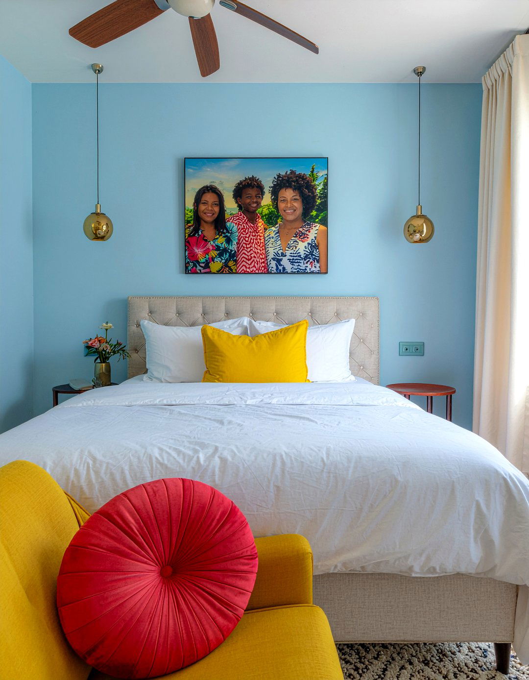 Colorful Family Portrait - 30 bedroom family photo ideas
