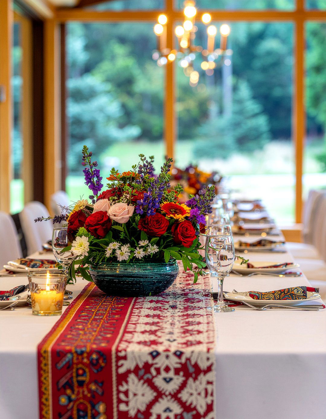 Colorful Floral Rehearsal Dinner Table - 30 dining room rehearsal dinner ideas
