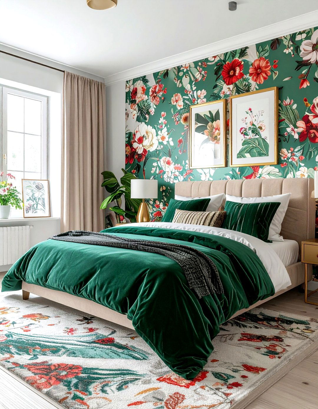 Colorful Floral Wallpaper Bedroom - 30 maximalist bedroom ideas