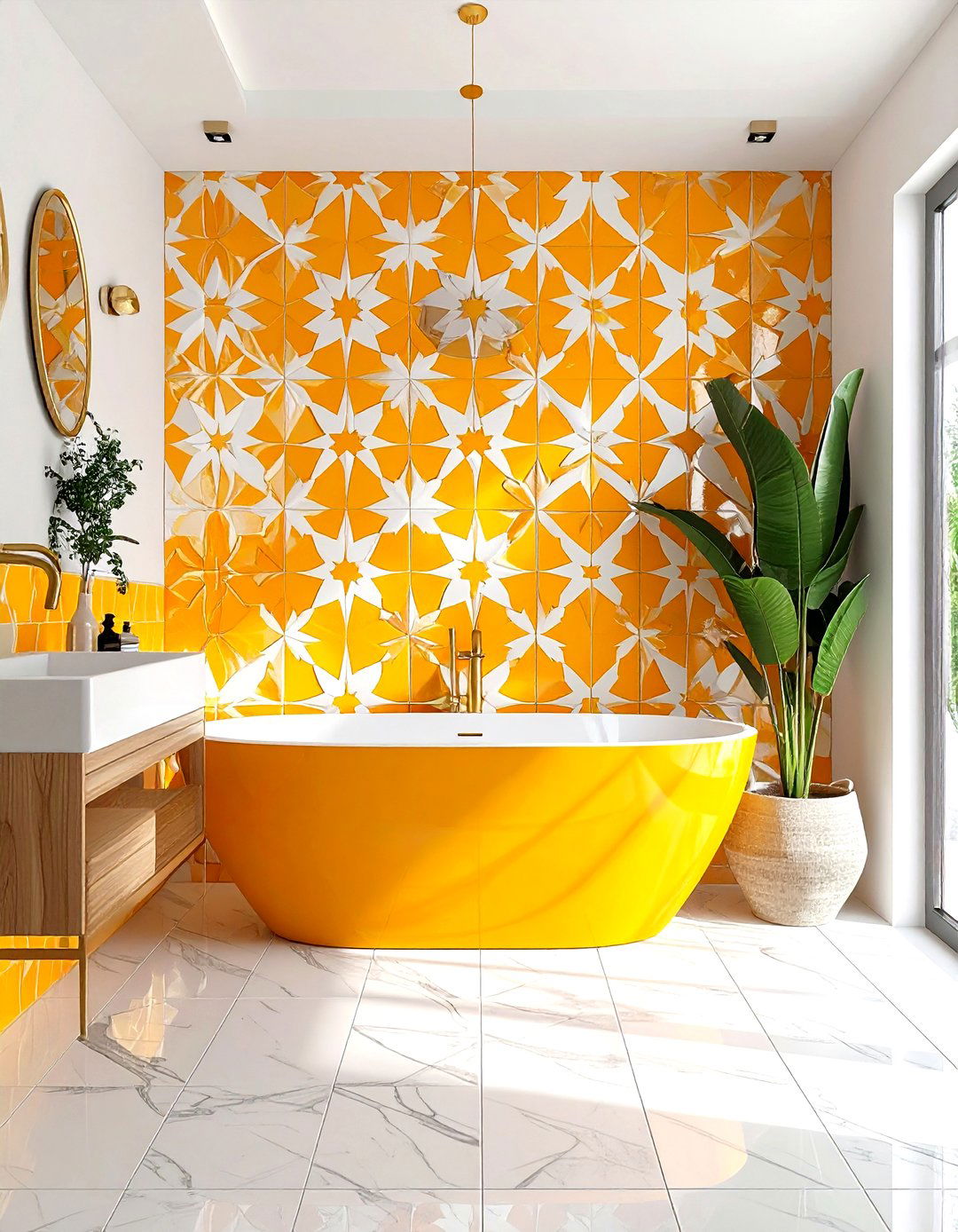 Colorful Geometric Tile - 30 Moroccan bathroom ideas