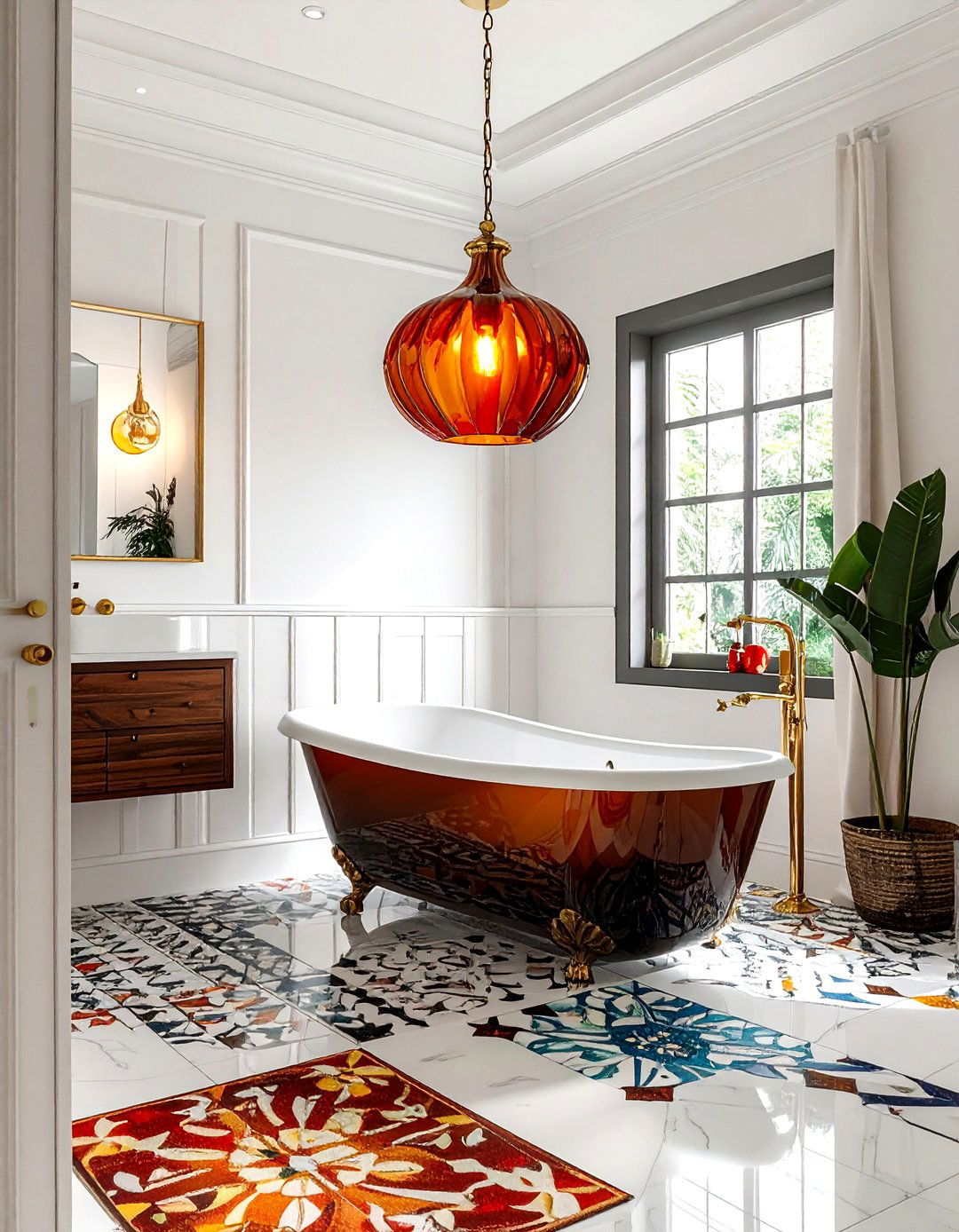 Colorful Glass Pendant - 30 bathroom pendant lighting ideas