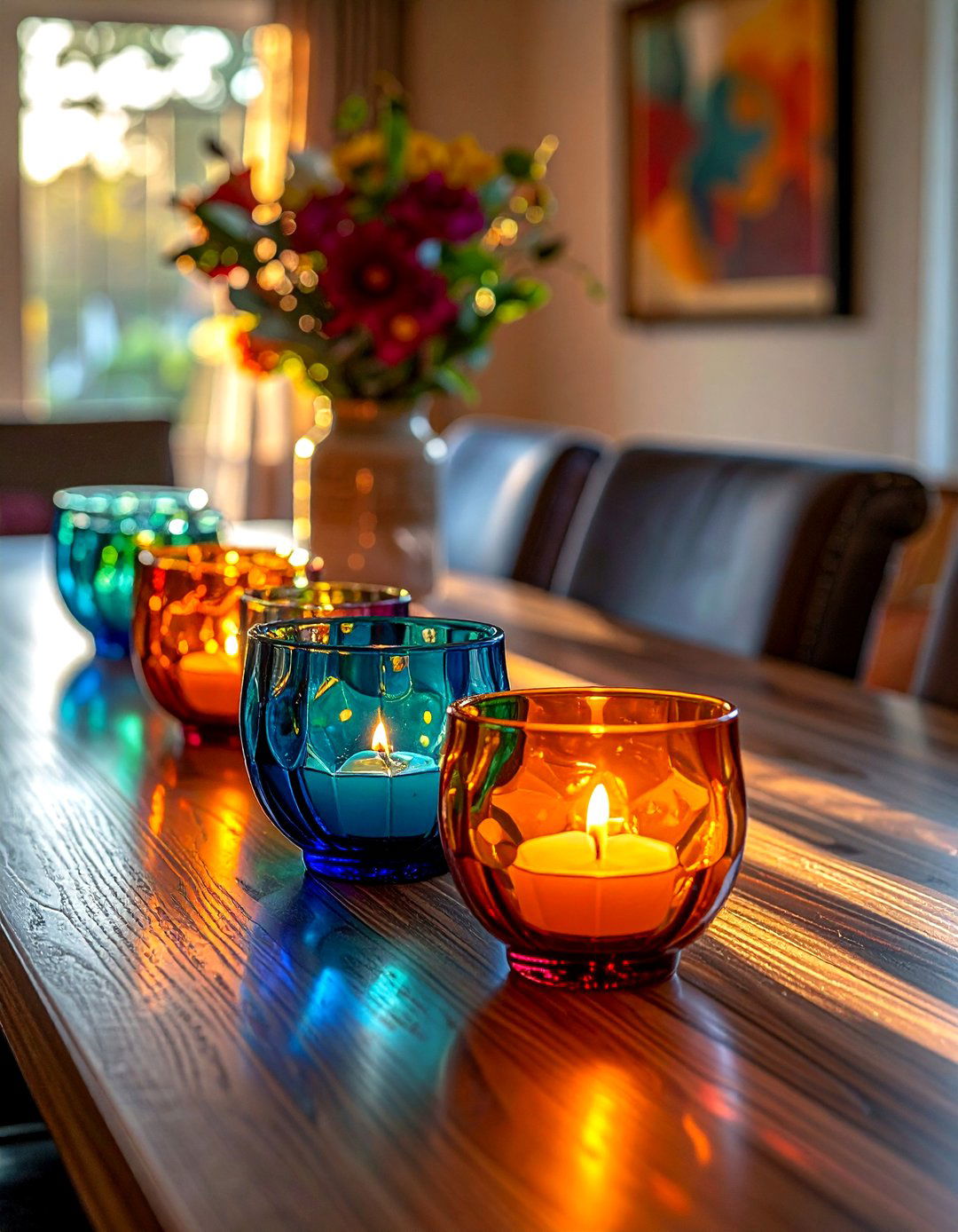 Colorful Glass Votive - 30 Moroccan dining room ideas