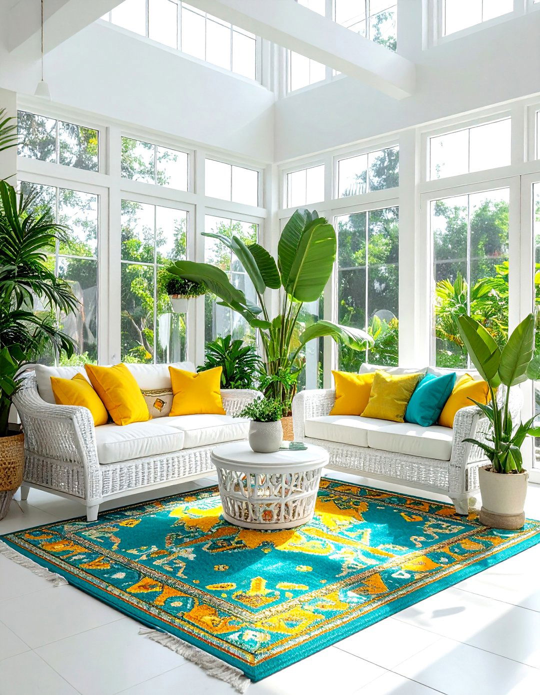 Colorful Kilim rug sunroom - 30 Turkish rug ideas