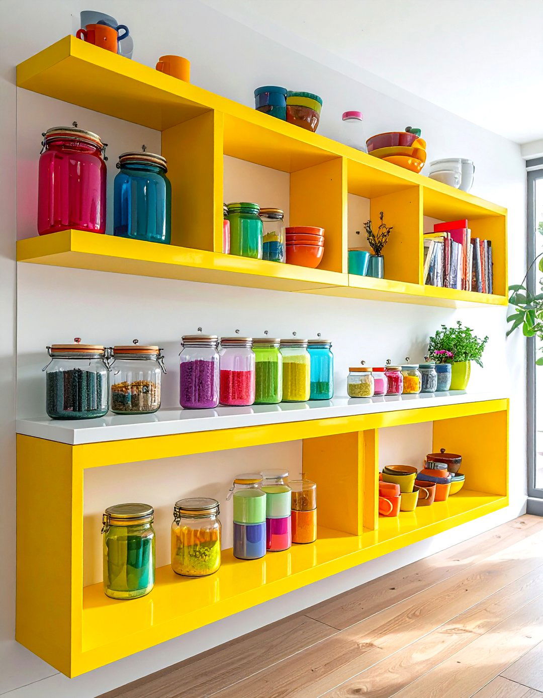 Colorful Kitchen Open Shelves - 30 kitchen open shelving ideas