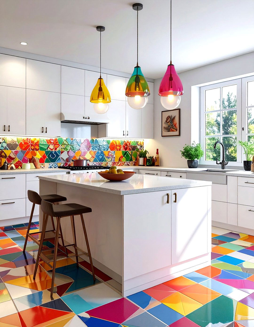 Colorful Linoleum Kitchen - 30 linoleum floor kitchen ideas