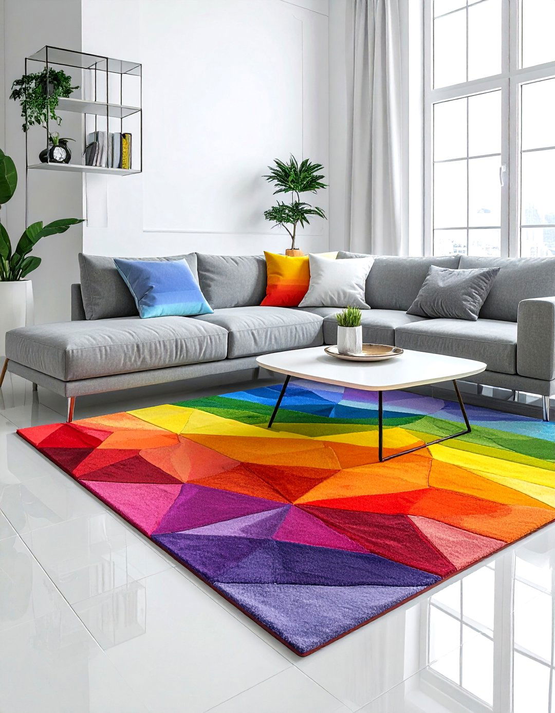 Colorful Living Room Rug - 30 rainbow decor ideas
