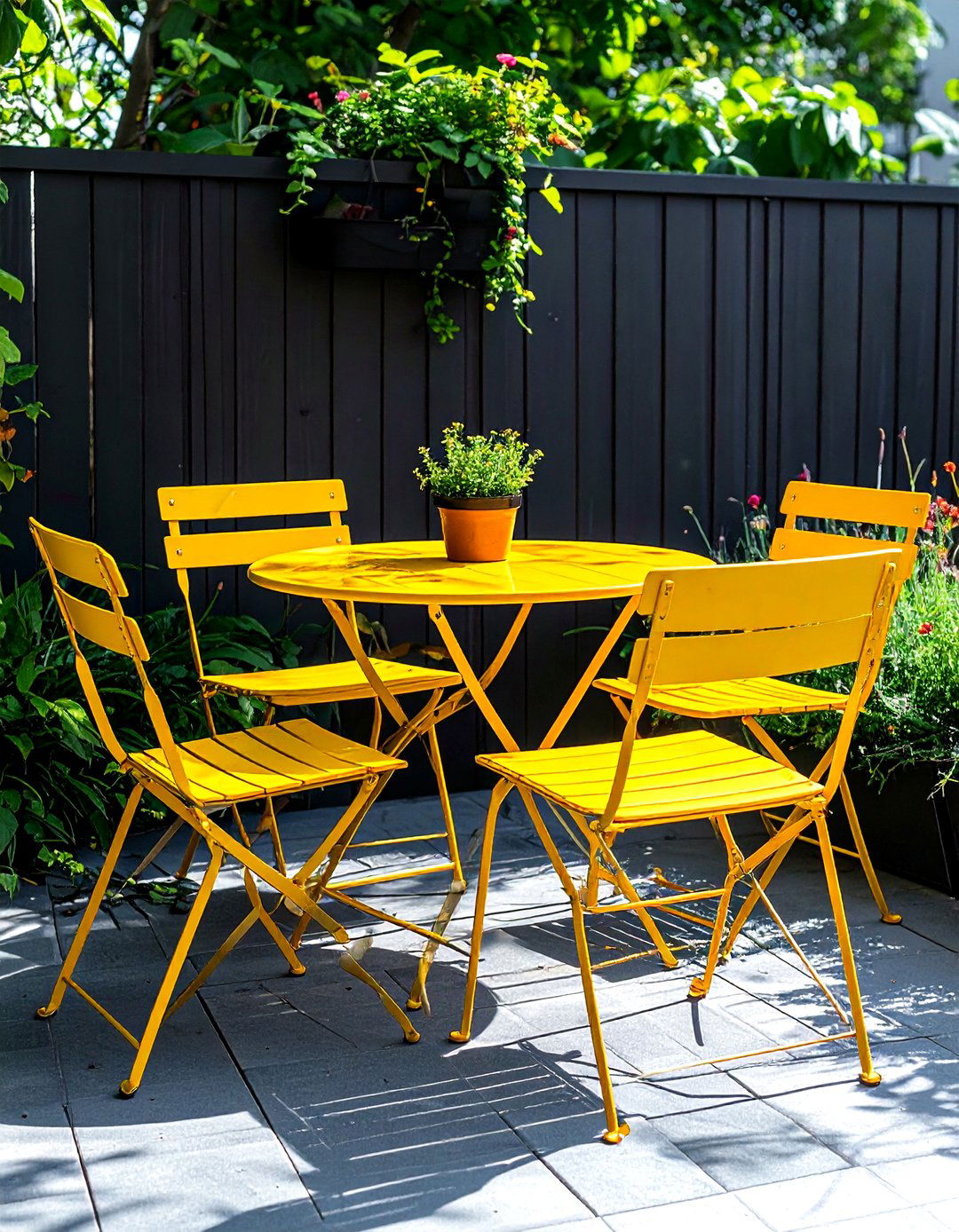 Colorful Metal Patio Set - 30 outdoor dining furniture ideas