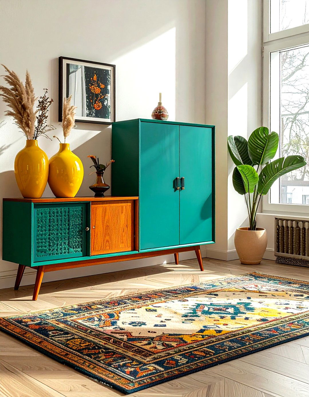 Colorful Mid Century Cabinet - 30 mid-century buffet dining room ideas