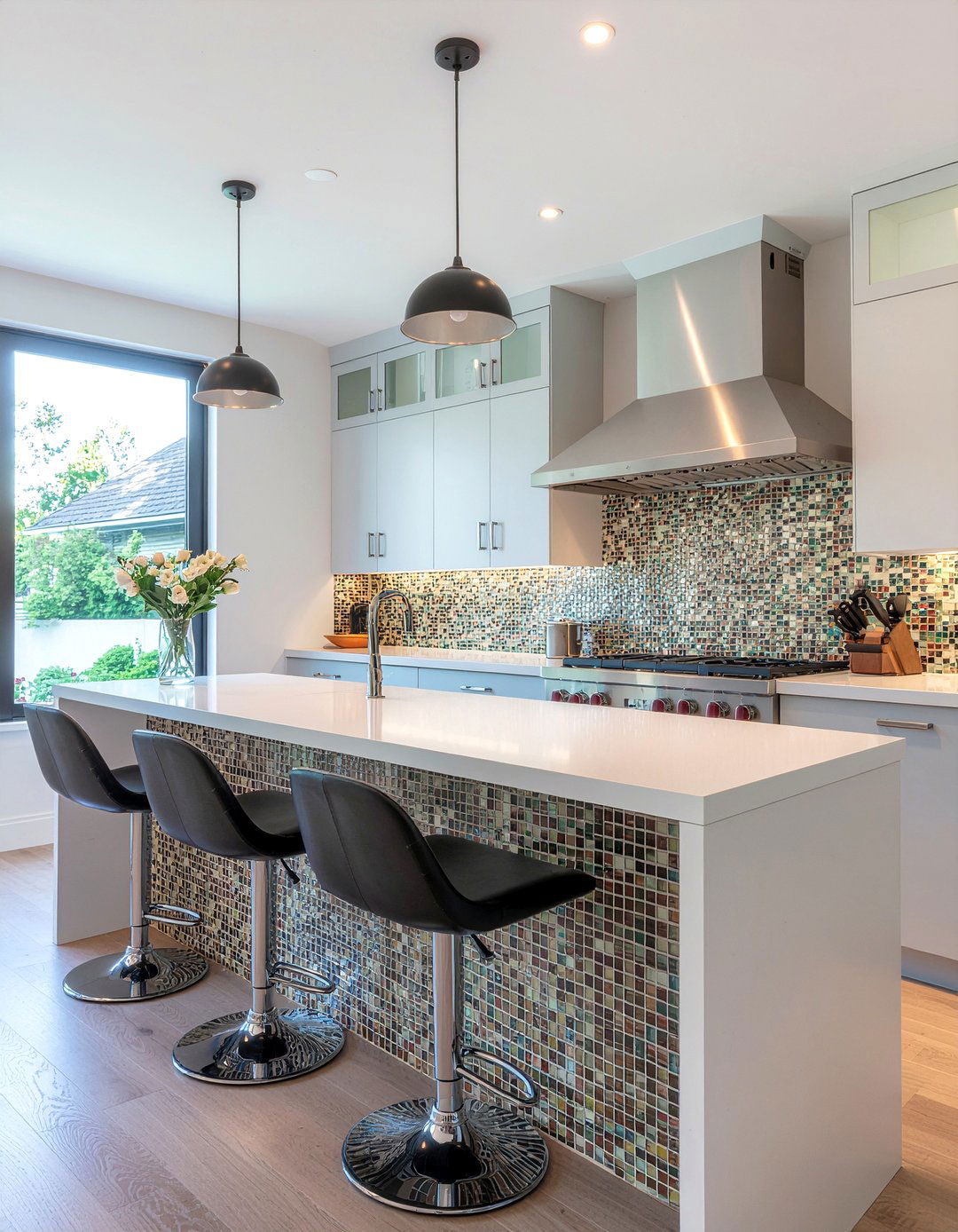 Colorful Mosaic Tile Wall - 30 kitchen accent wall ideas