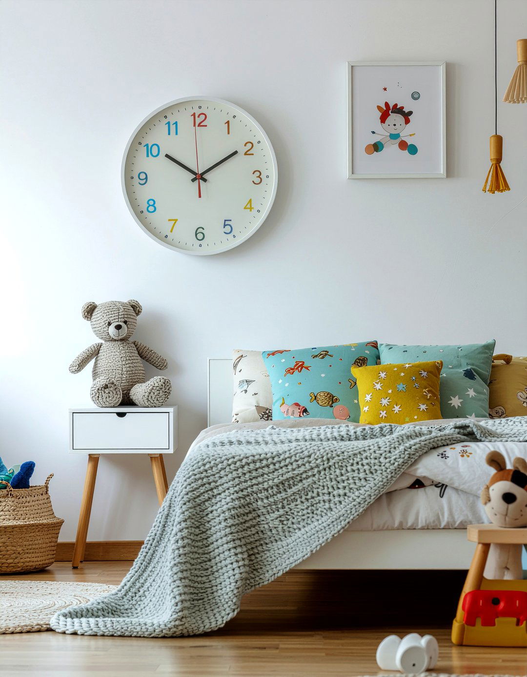 Colorful Nursery Wall Clock - 30 bedroom wall clocks