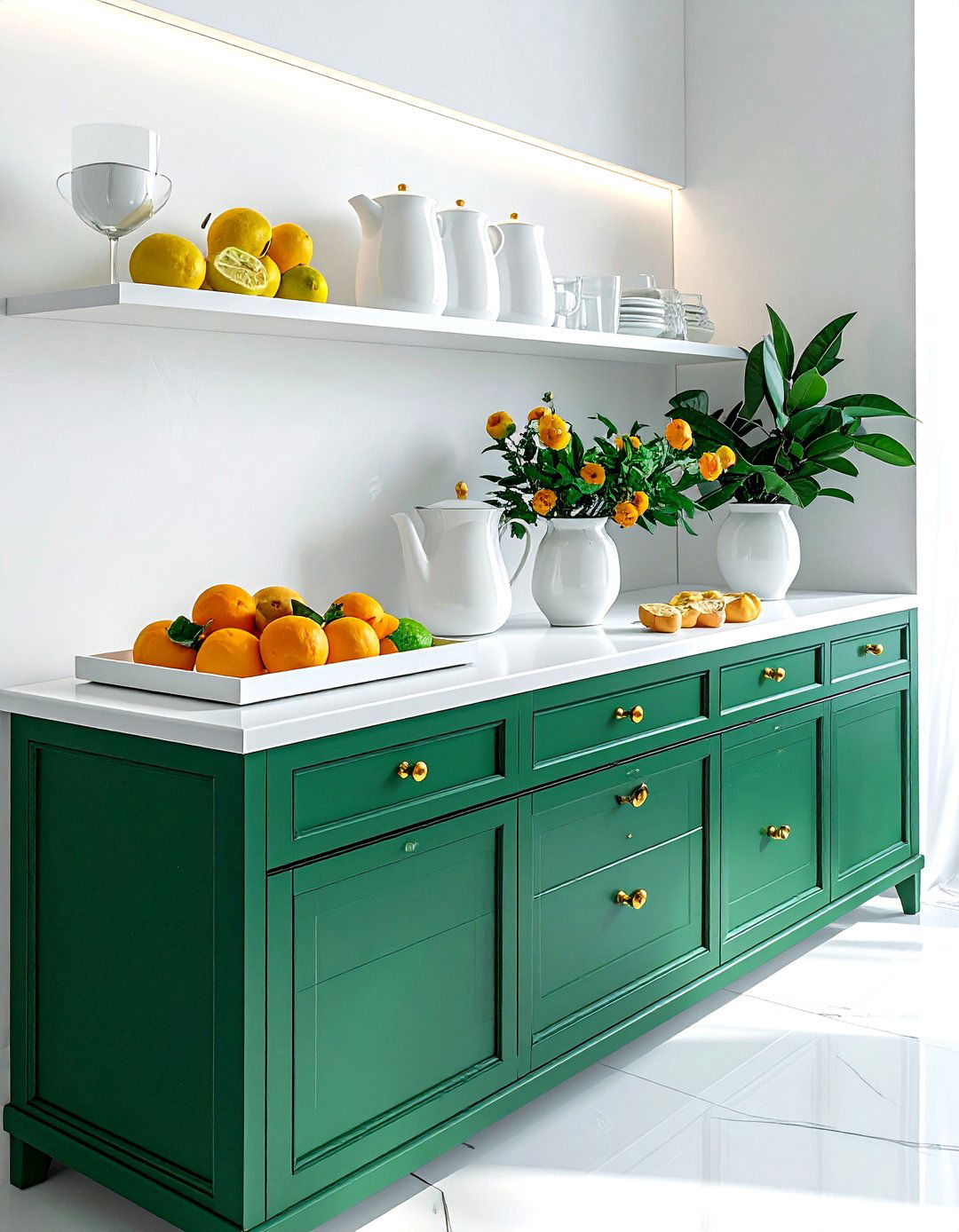Colorful Painted Drink Buffet - 30 dining room drink station ideas