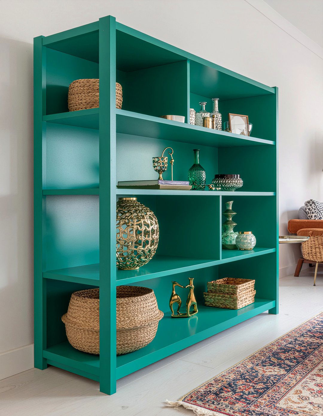 Colorful Painted Shelf Divider - 30 living room bookshelf dividers