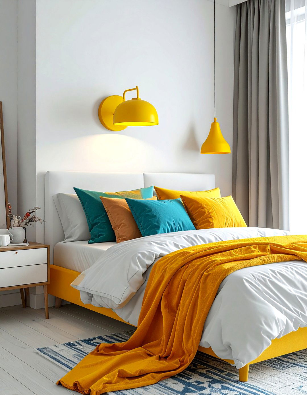 Colorful Painted Wall Sconce - 30 bedroom sconce ideas