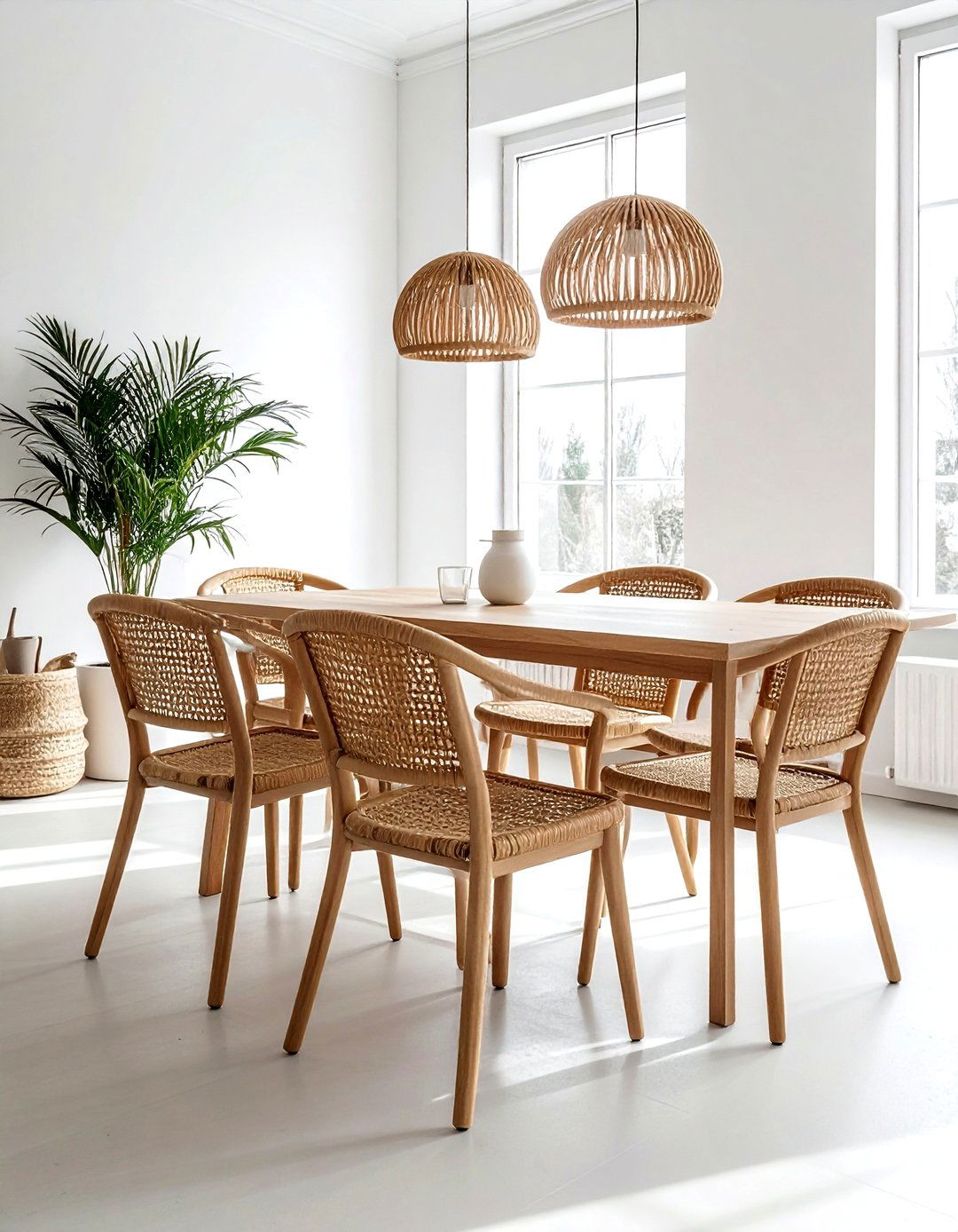 Colorful Painted Wicker Chairs - 30 wicker dining room ideas