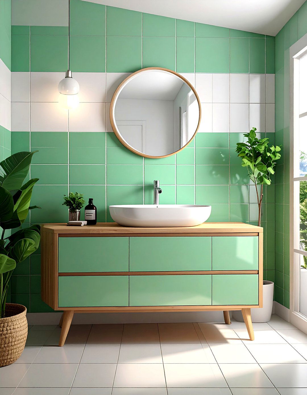 Colorful Tile Bathroom - 30 mid-century modern bathroom ideas