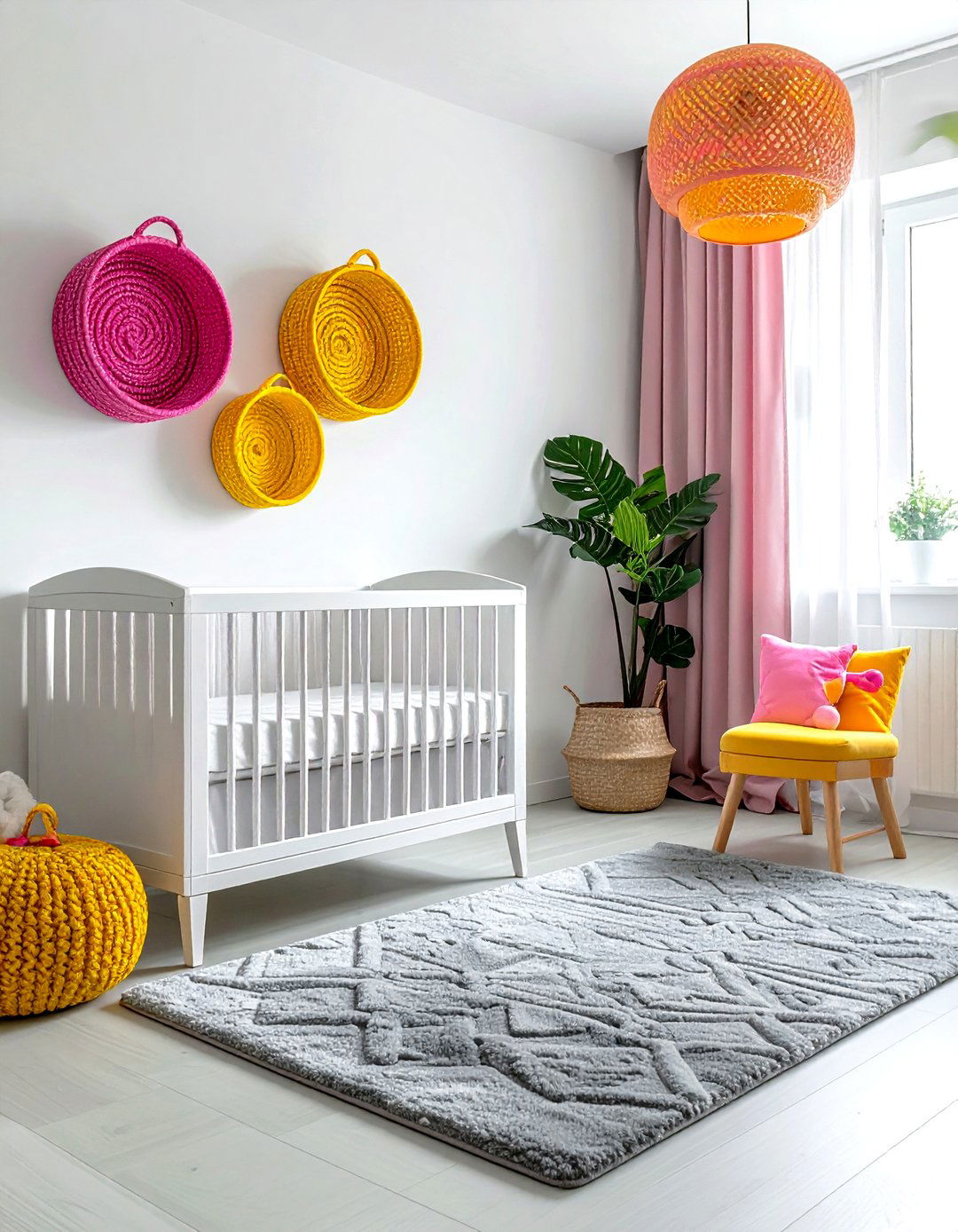 Colorful Woven Wall Baskets - 30 basket wall decor ideas