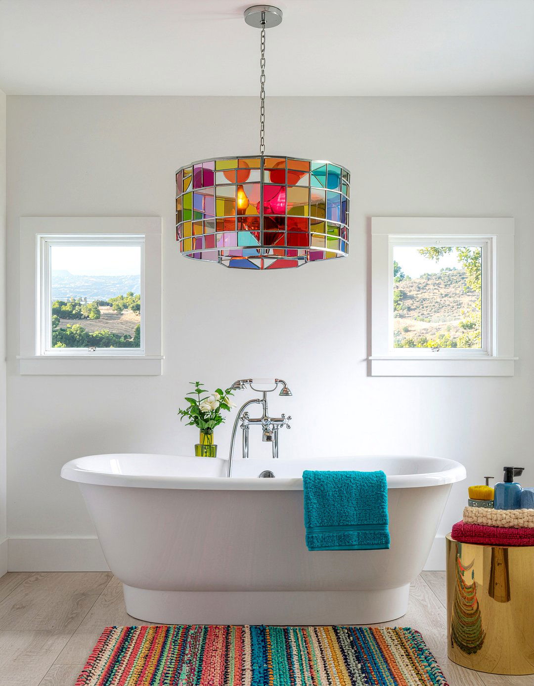 Colorful bathroom chandelier - 30 bathroom chandelier ideas