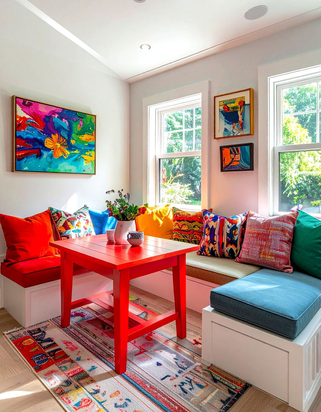 Colorful breakfast nook - 30 colorful home decor ideas