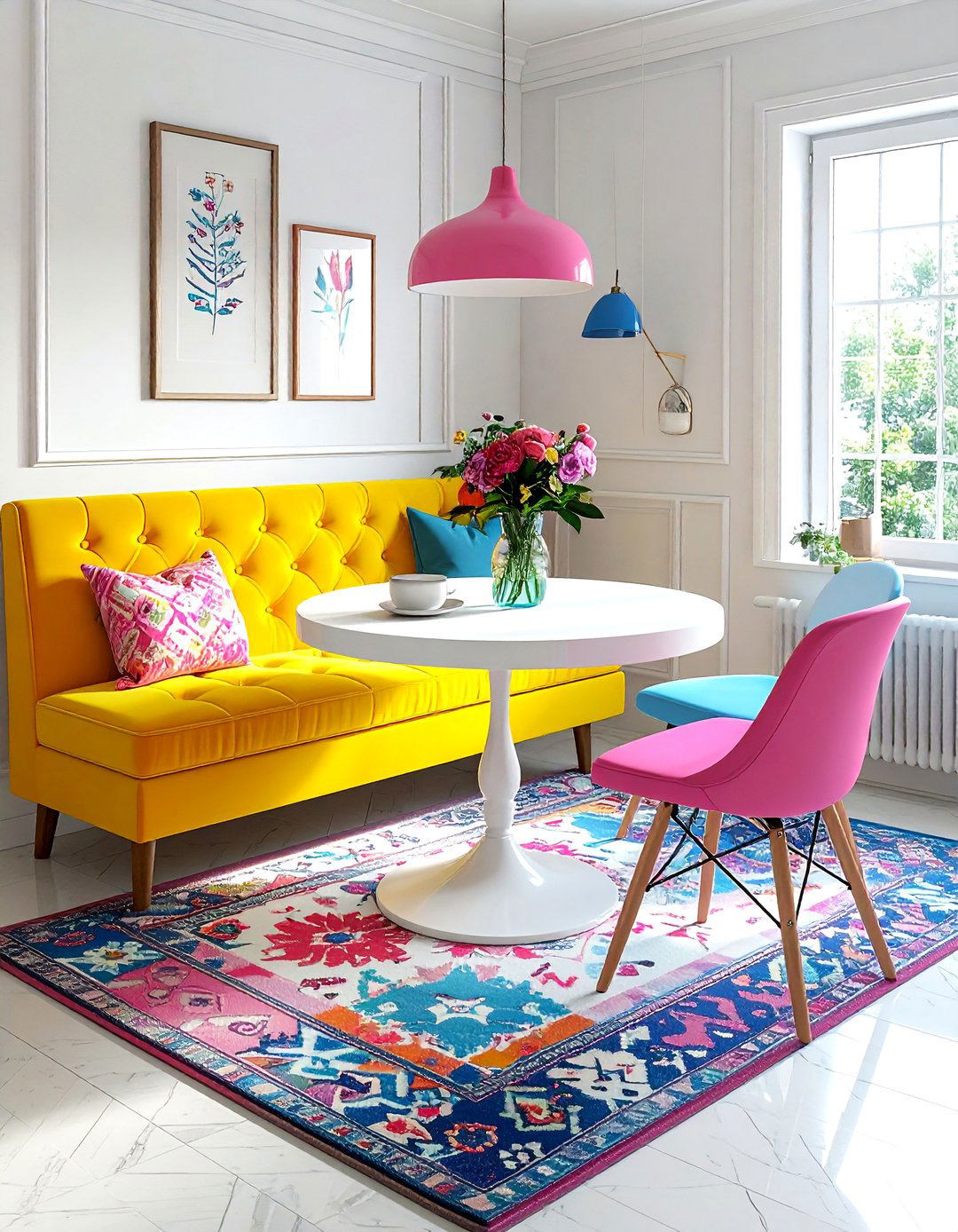 Colorful dining nook - 30 alcove dining ideas