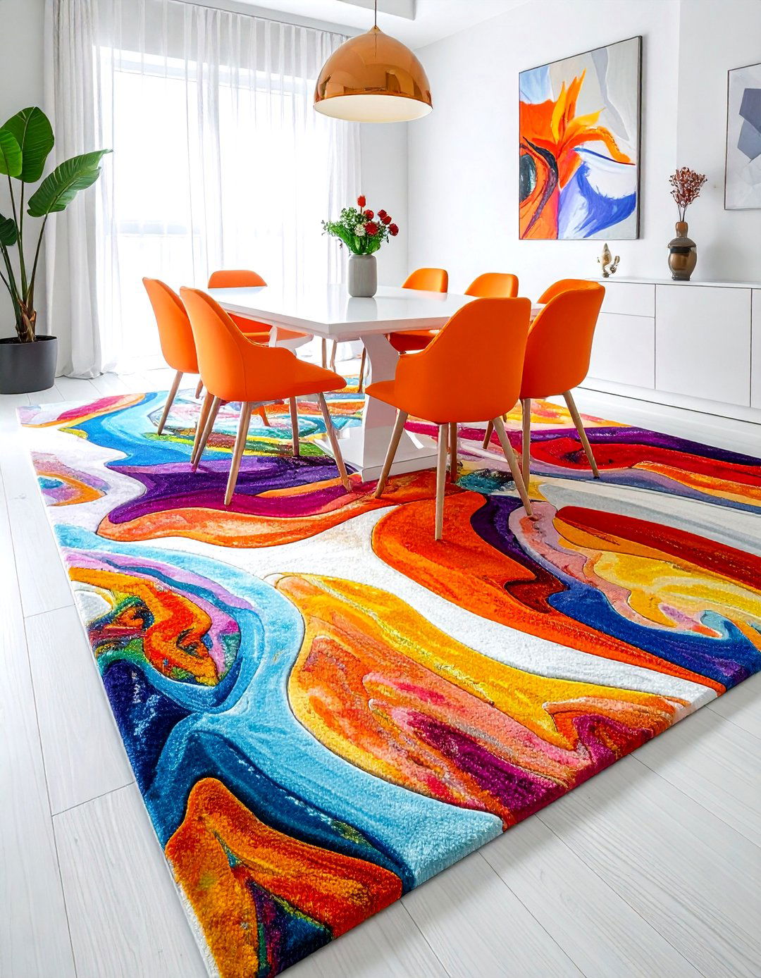 Colorful dining room rug - 30 dining room rug ideas
