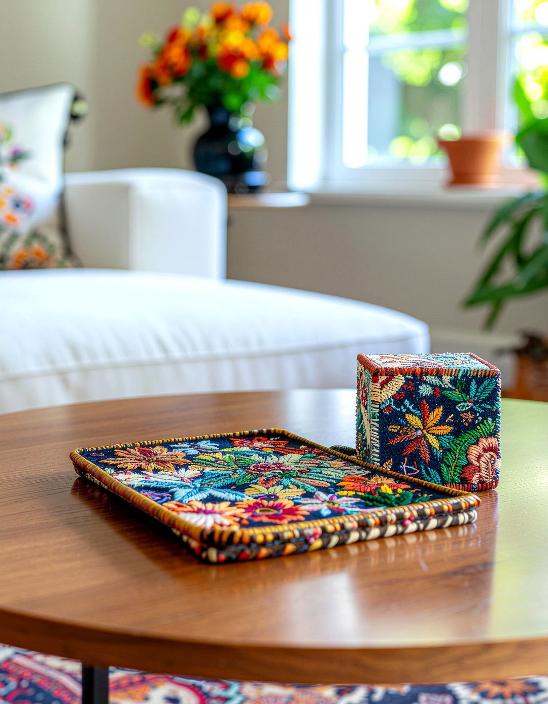 Colorful embroidery accent - 30 embroidered living room ideas