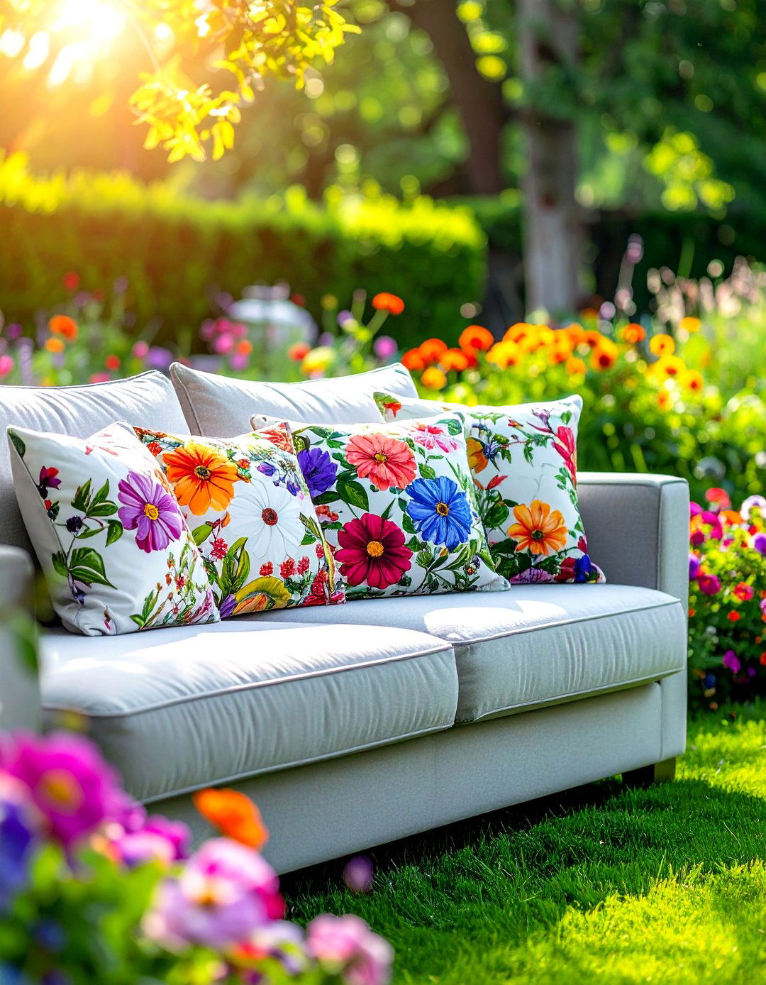 Colorful floral - 30 outdoor pillow ideas