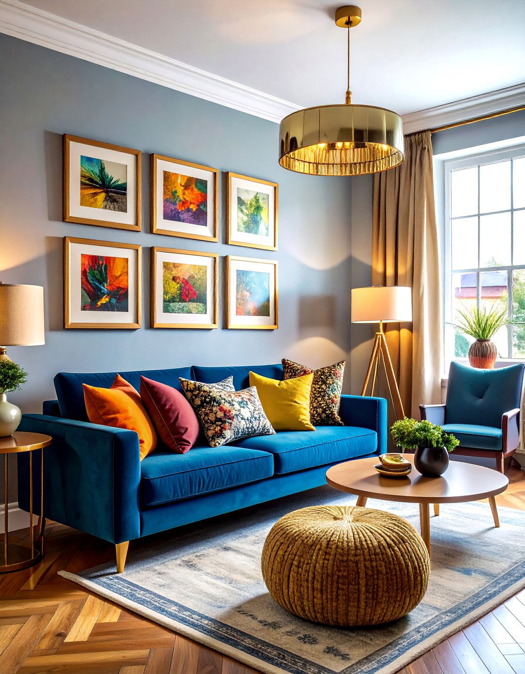 Colorful gallery wall living room - 30 maximalist decor ideas