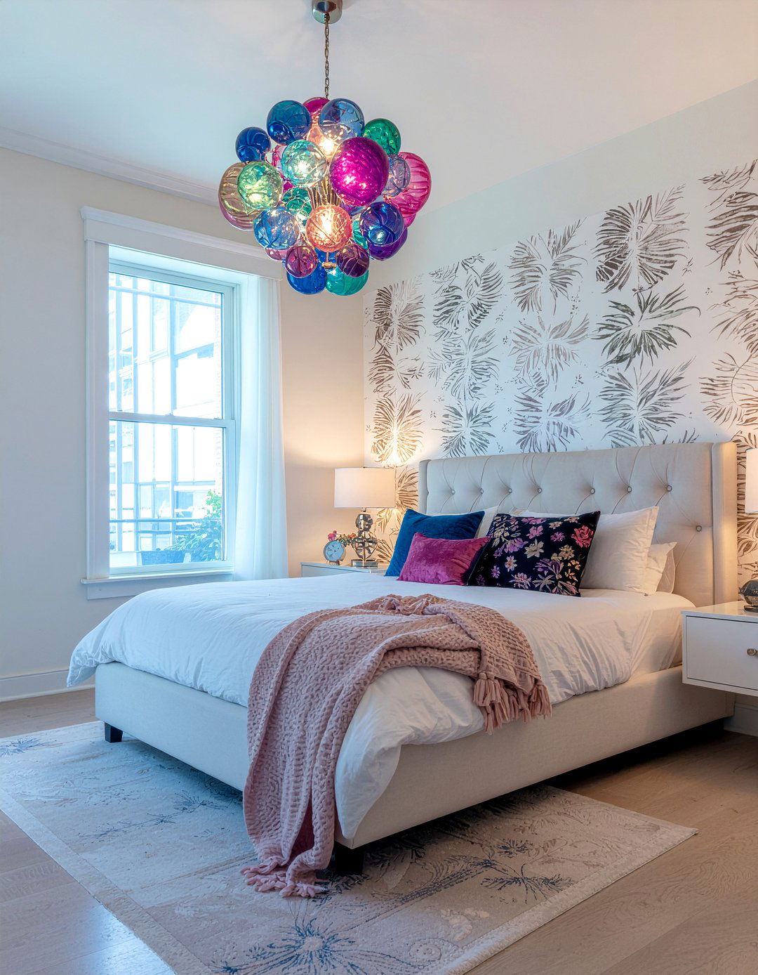 Colorful glass chandelier - 30 bedroom chandeliers