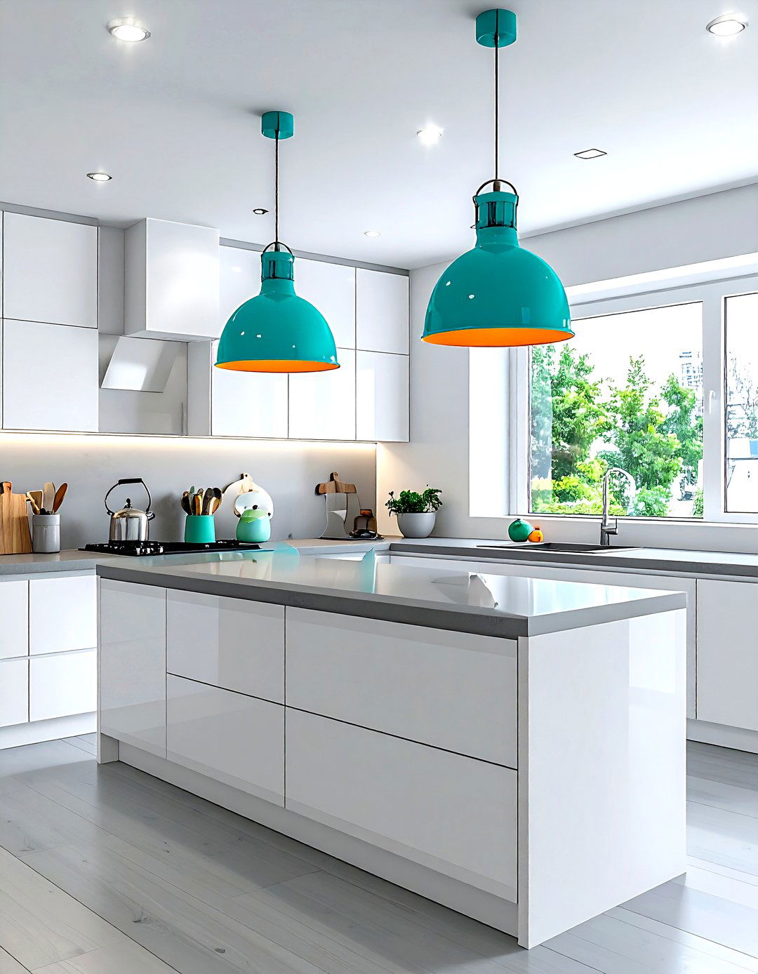 Colorful kitchen pendant light - 30 kitchen lamp ideas