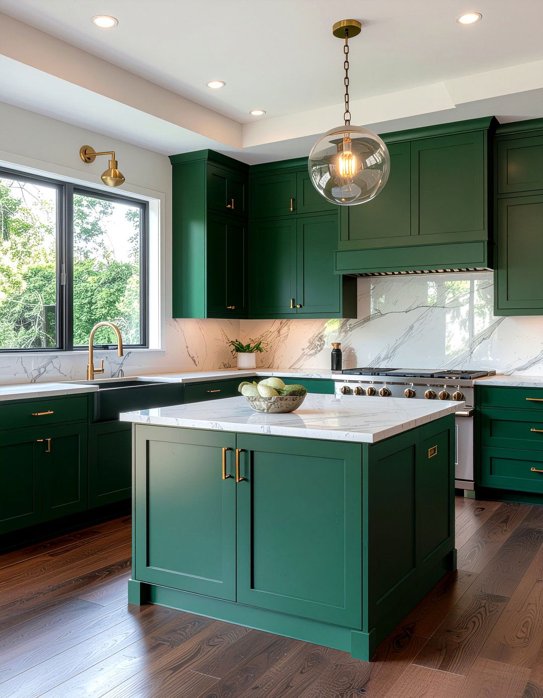 Colorful kitchen with vibrant emerald green cabinets - 30 architect designed kitchen ideas