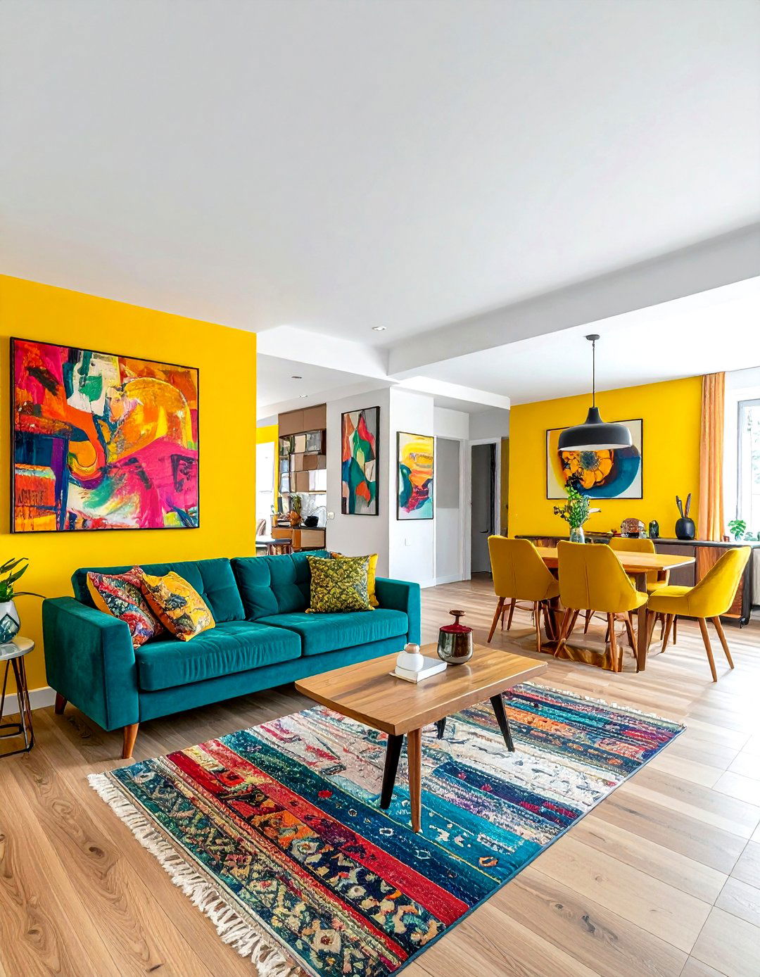 Colorful living room dining area - 30 living room with dining area ideas