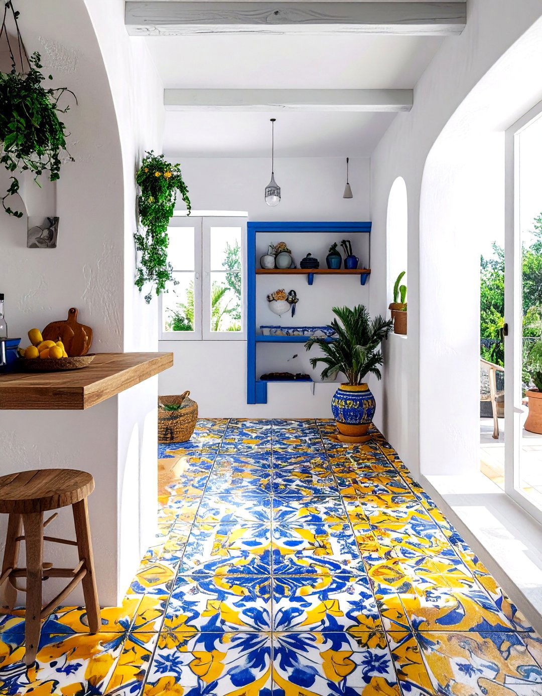 Colorful mediterranean floor tile - 30 patterned floor kitchen ideas
