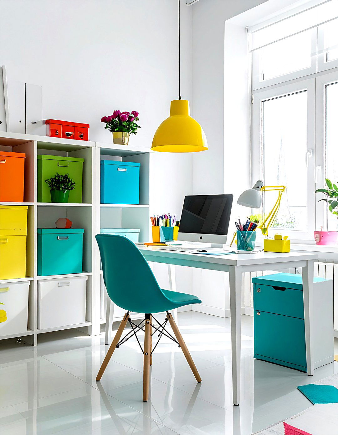 Colorful office space - 30 desk styling ideas