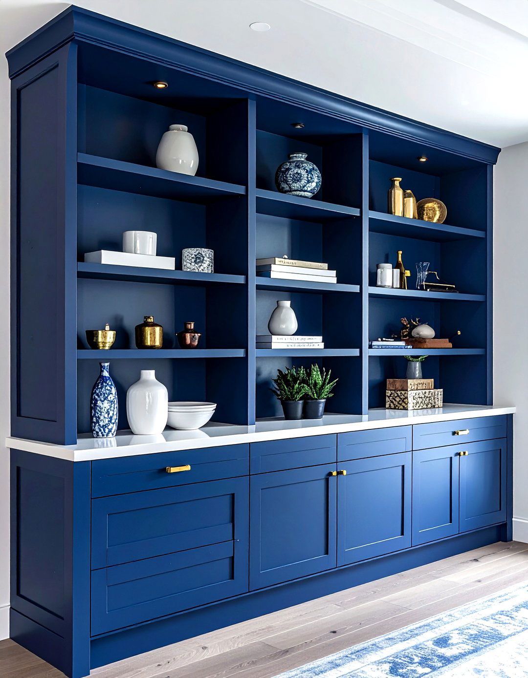 Colorful painted shelving - 30 living room built-in shelves