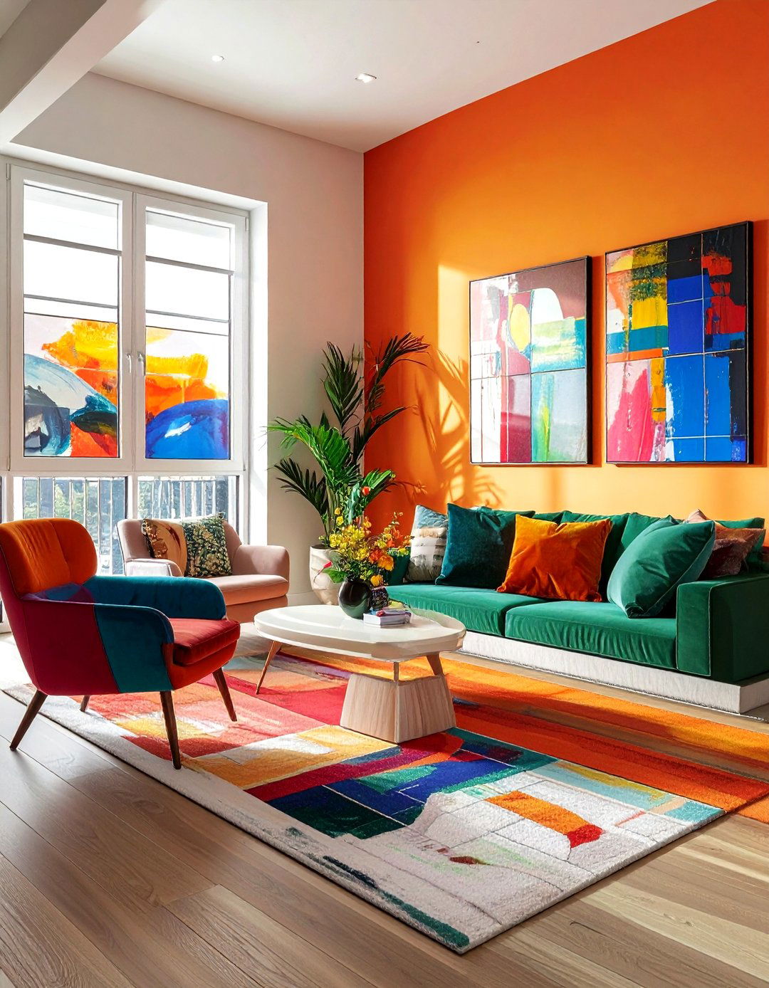 Colorful picture rail - 30 living room picture rail ideas